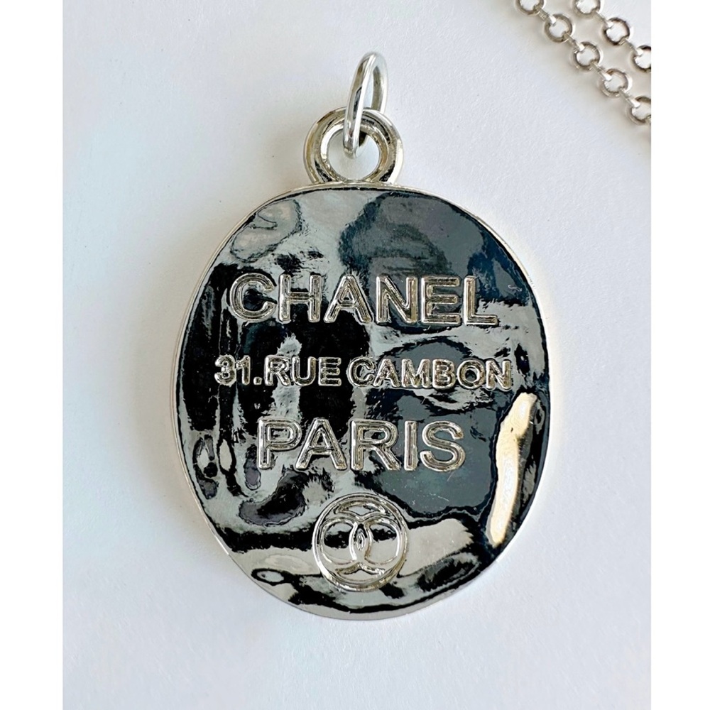 AUTHENTIC CHANEL SILVER ENGRAVED ZIPPER PULL PENDANT